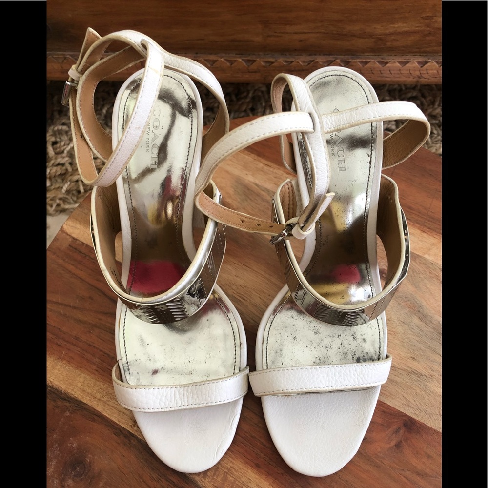 COACH HADLEY WHITE LEATHER HEELS - Picture 2 of 7